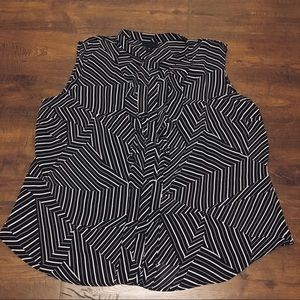 Geometric Ruffle Blouse